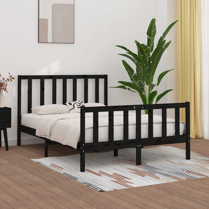 Bedframe Massief Hout Zwart 120X190 Cm 4Ft Small Double