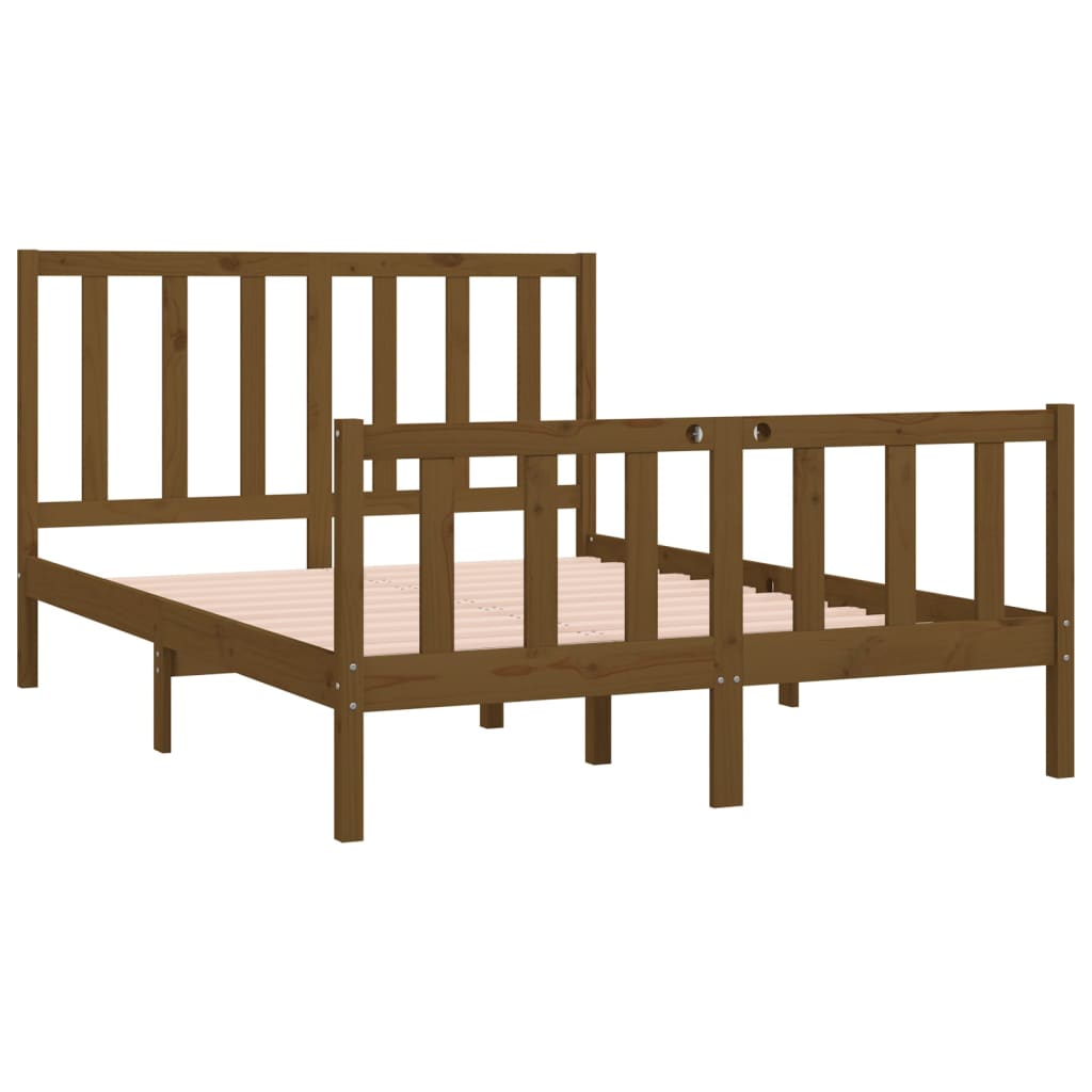 Bedframe Massief Hout Honingbruin 140X190 Cm