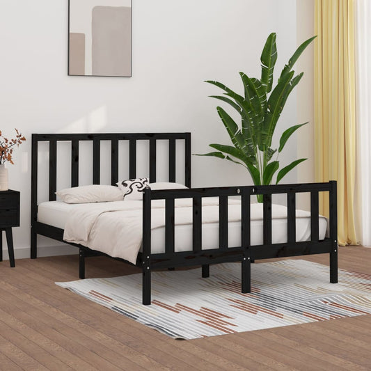 Bedframe Massief Hout Zwart 140X190 Cm