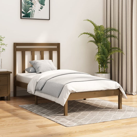 Bedframe Massief Hout Honingbruin 75X190 Cm 2Ft6 Small Single
