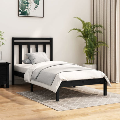 Bedframe Massief Hout Zwart 75X190 Cm 2Ft6 Small Single