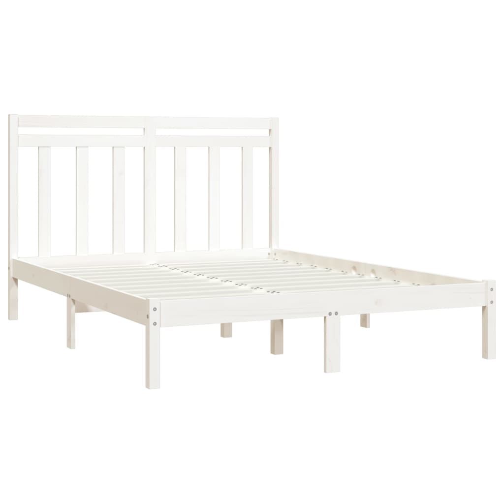 Bedframe Massief Hout Wit 140X190 Cm