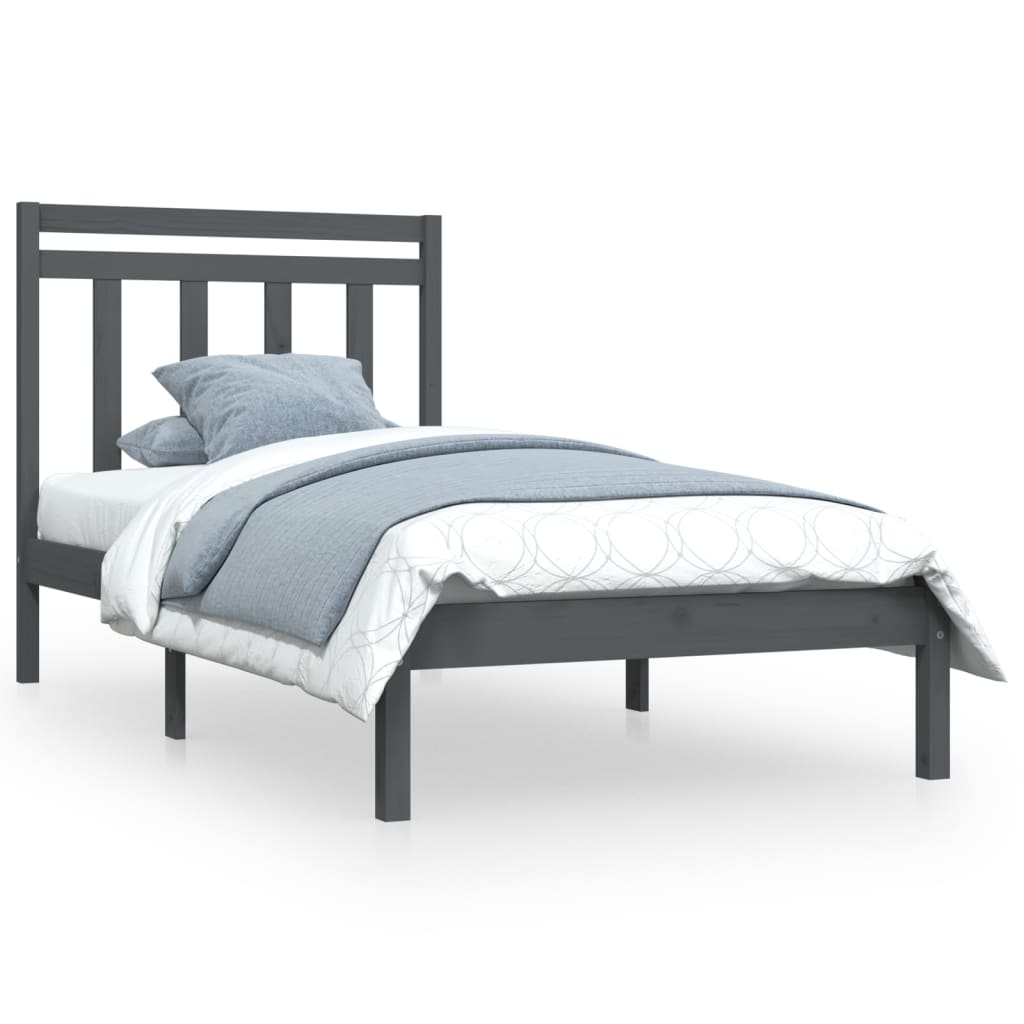 Bedframe Massief Hout Grijs 100X200 Cm