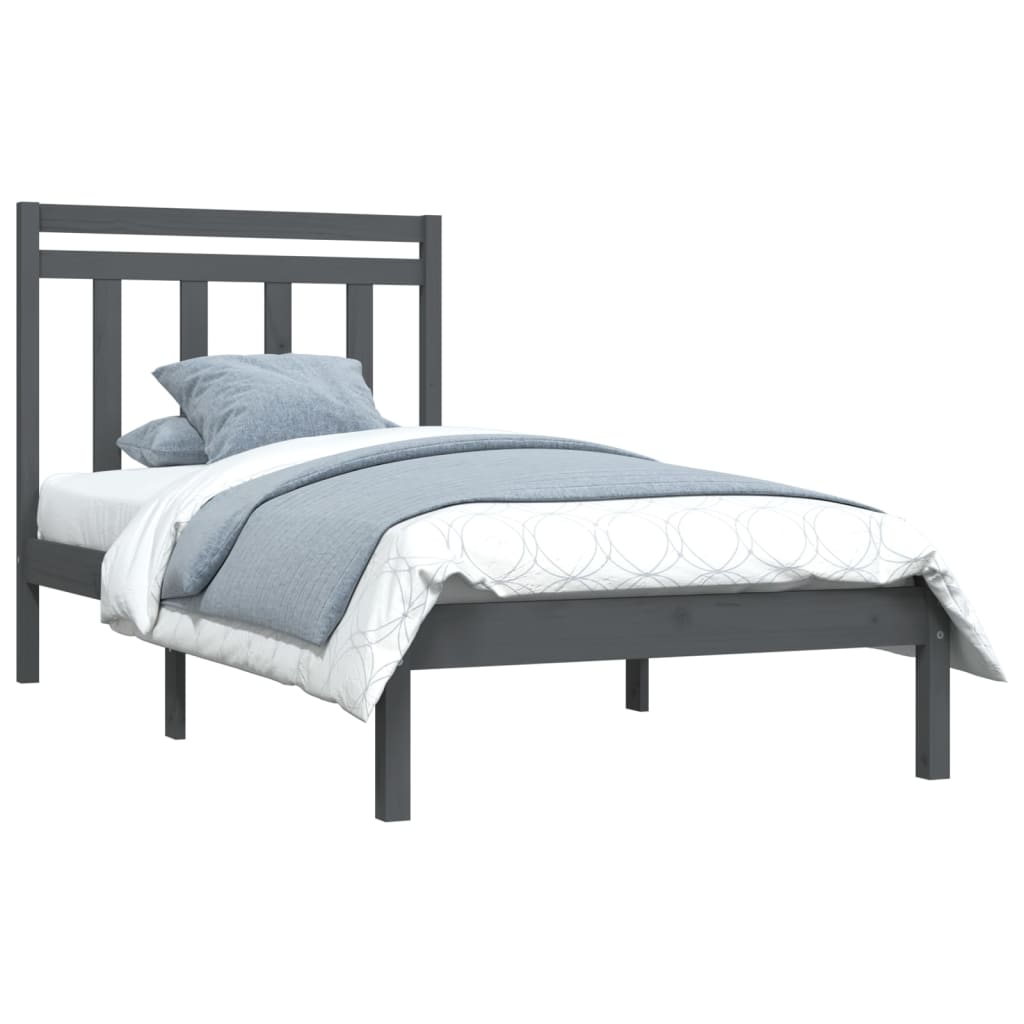 Bedframe Massief Hout Grijs 100X200 Cm