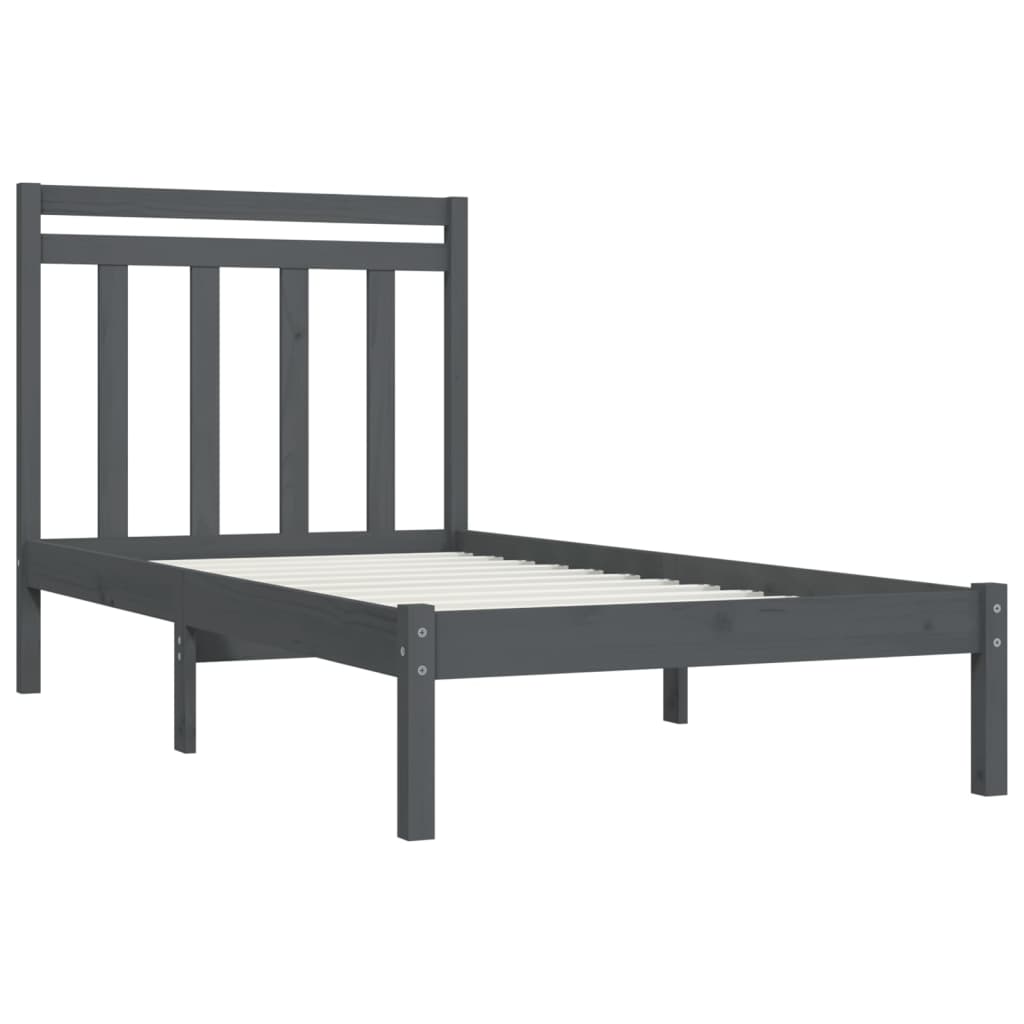 Bedframe Massief Hout Grijs 100X200 Cm
