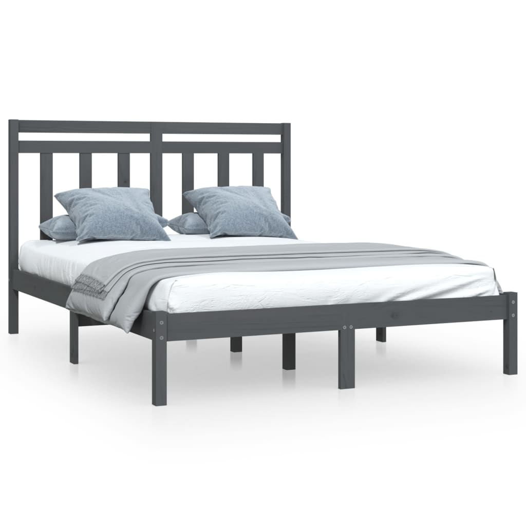 Bedframe Massief Hout Grijs 120X200 Cm