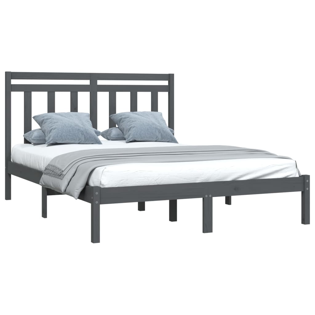 Bedframe Massief Hout Grijs 120X200 Cm