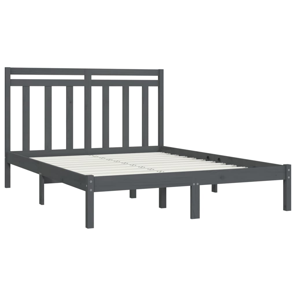 Bedframe Massief Hout Grijs 120X200 Cm