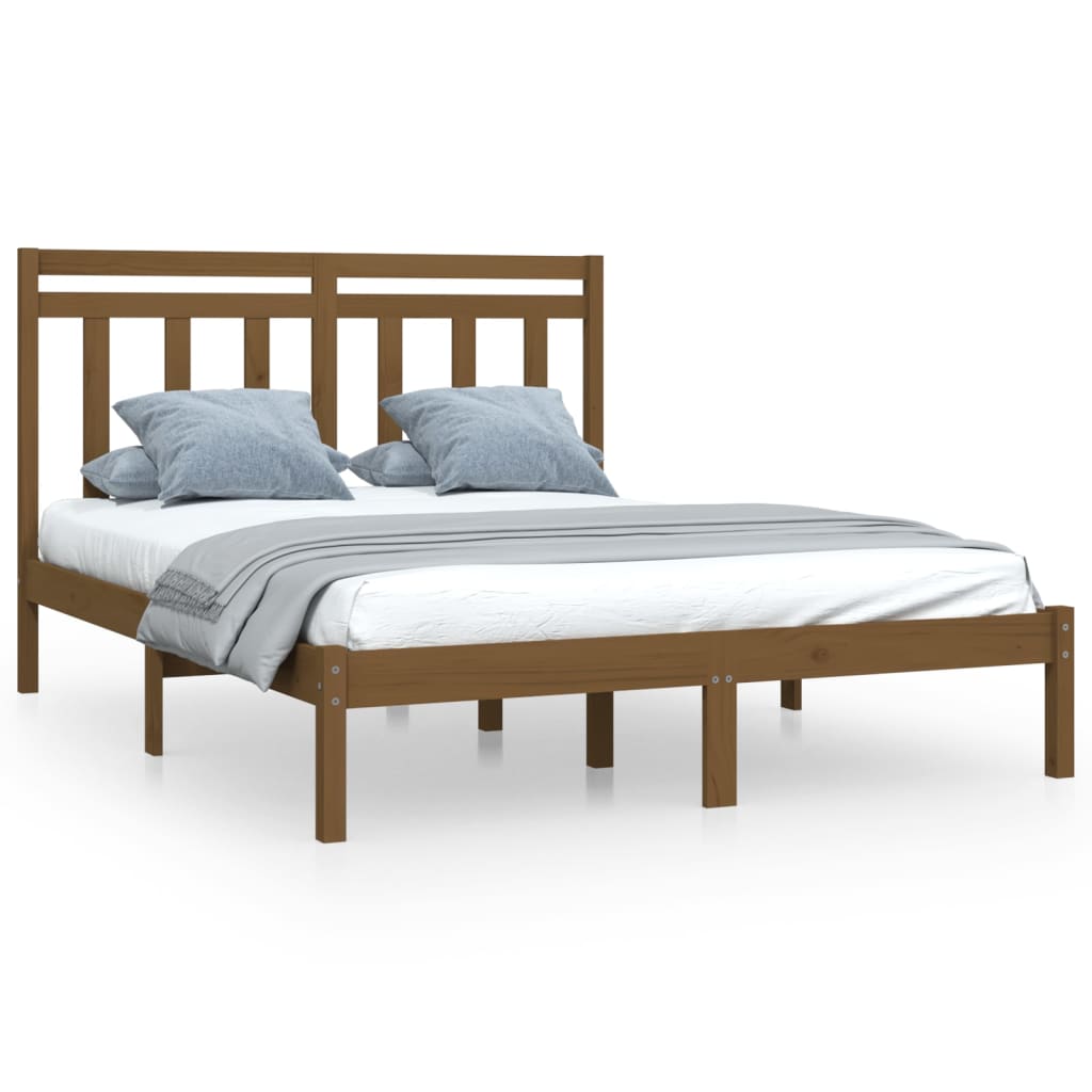Bedframe Massief Hout Honingbruin 140X200 Cm