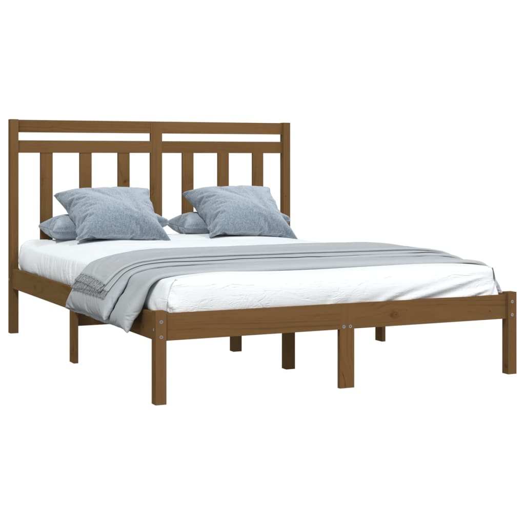 Bedframe Massief Hout Honingbruin 140X200 Cm