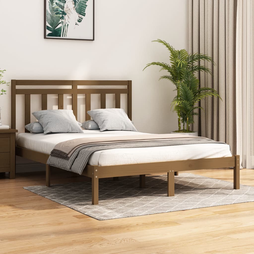 Bedframe Massief Hout Honingbruin 140X200 Cm