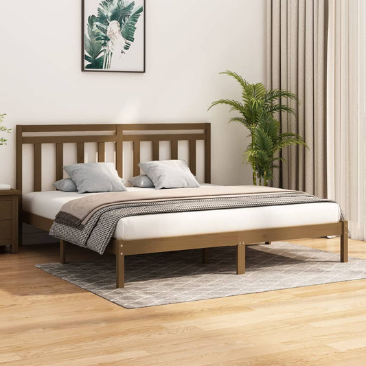 Bedframe Massief Hout Honingbruin 180X200 Cm 6Ft Super King