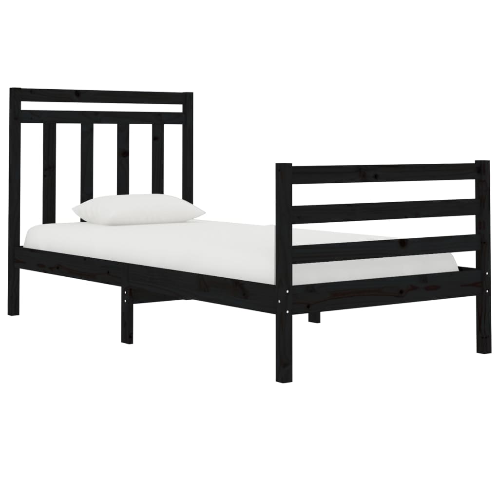 Bedframe Massief Hout Zwart 75X190 Cm 2Ft6 Small Single