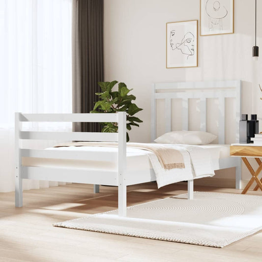 Bedframe Massief Hout Wit 90X190 Cm 3Ft Single