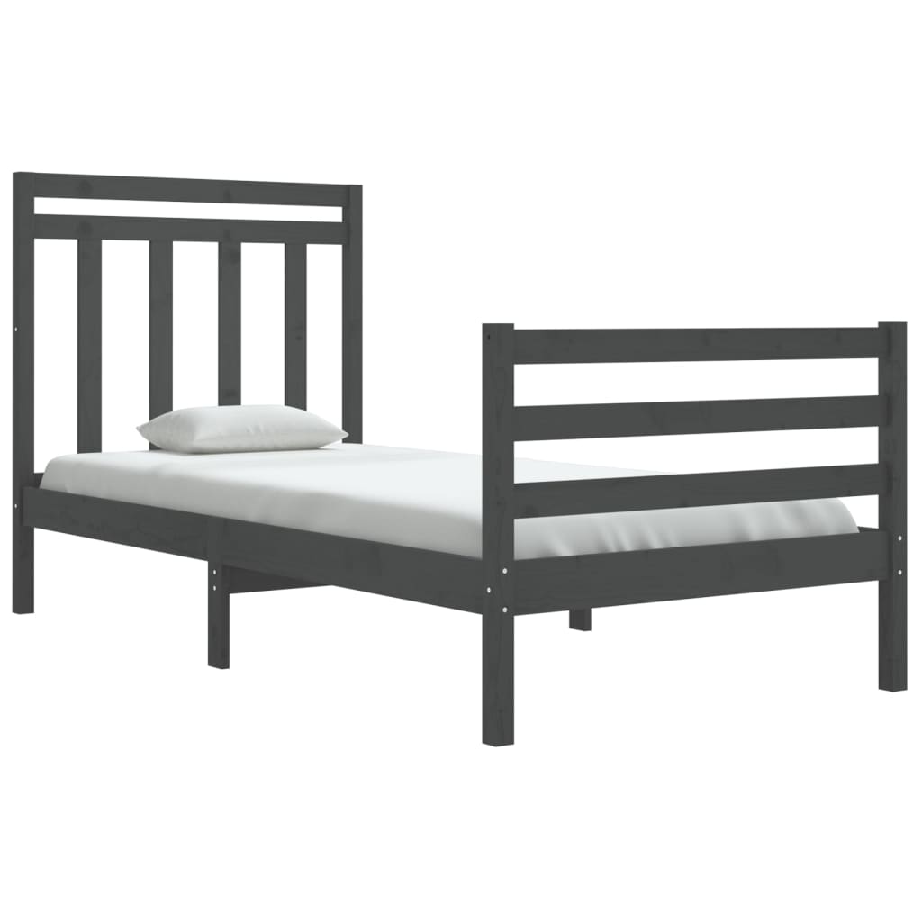 Bedframe Massief Hout Grijs 90X190 Cm 3Ft Single