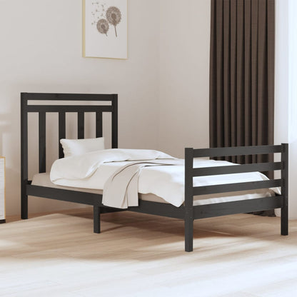 Bedframe Massief Hout Grijs 90X190 Cm 3Ft Single