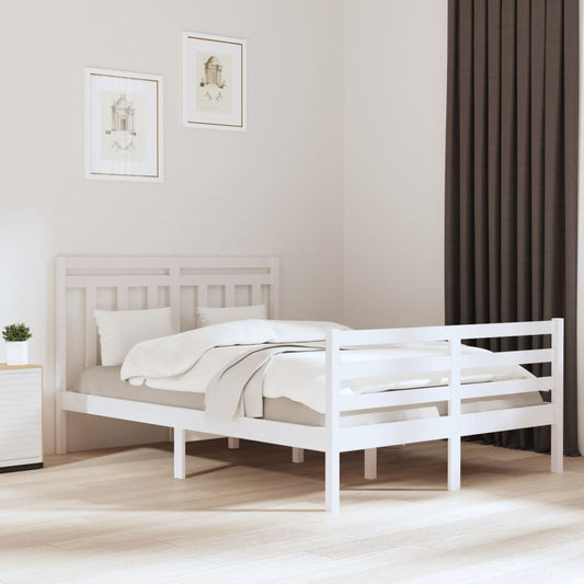 Bedframe Massief Hout Wit 120X190 Cm 4Ft Small Double