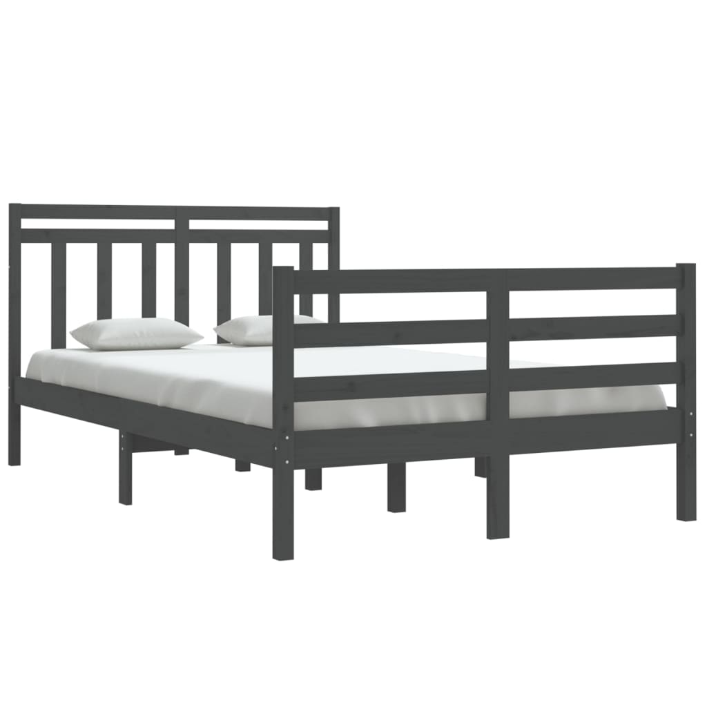 Bedframe Massief Hout Grijs 120X190 Cm 4Ft Small Double