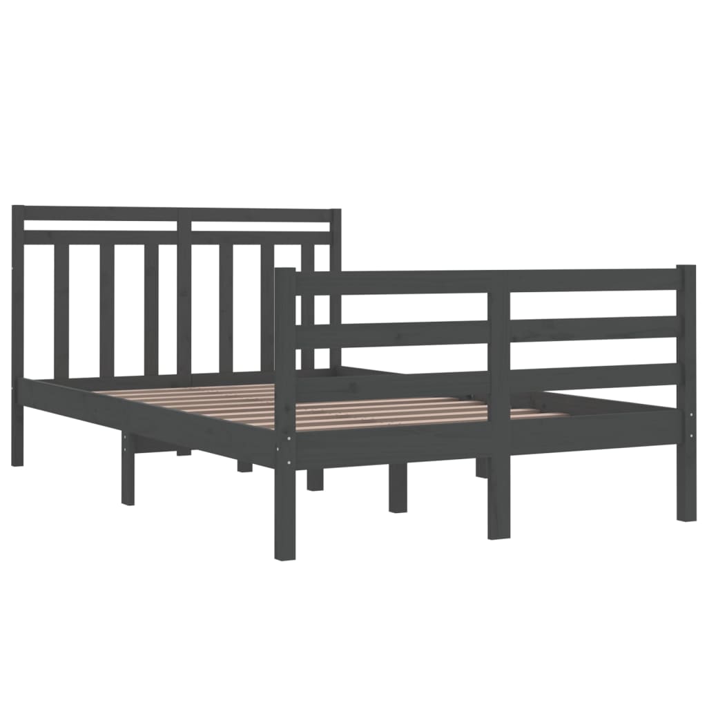 Bedframe Massief Hout Grijs 120X190 Cm 4Ft Small Double