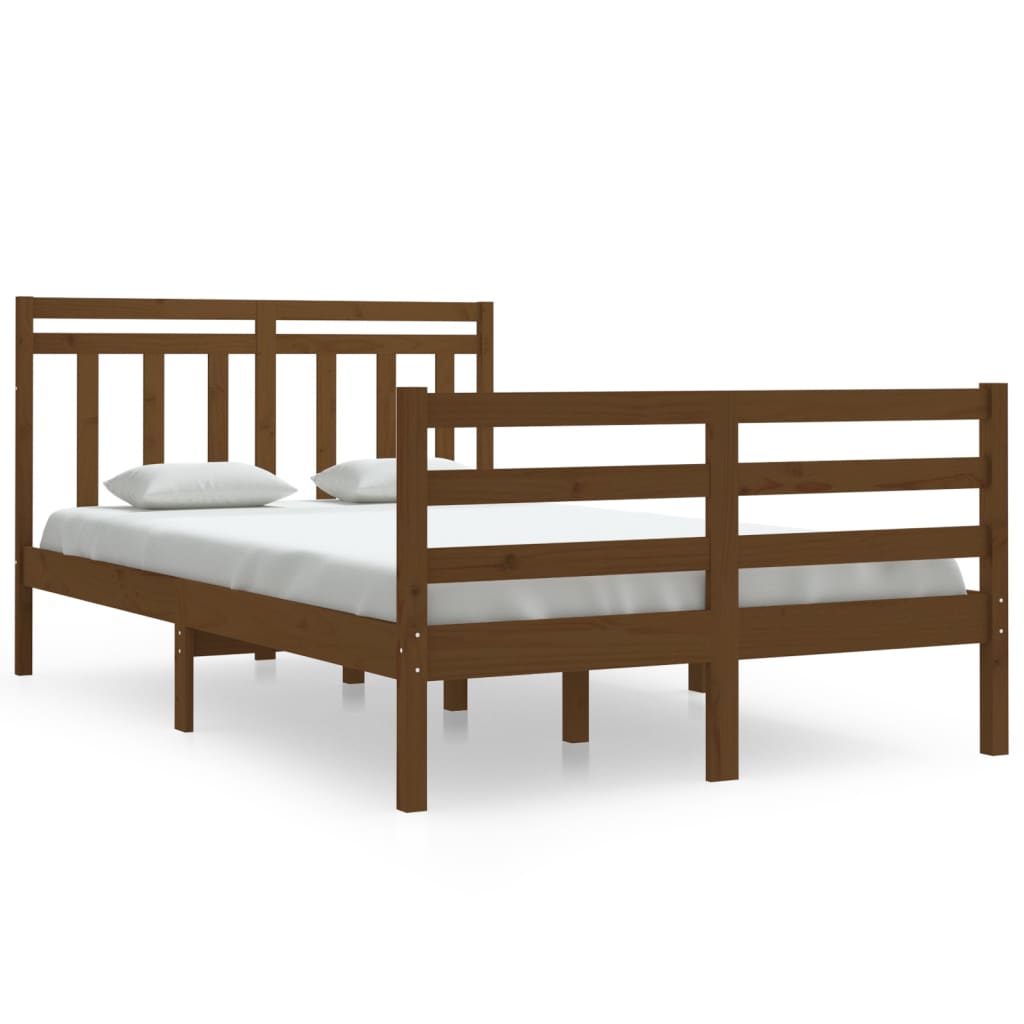 Bedframe Massief Hout Honingbruin 120X190 Cm 4Ft Small Double