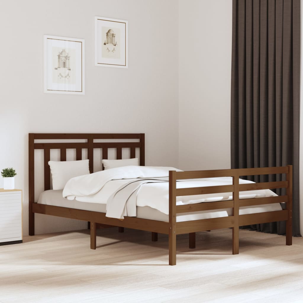 Bedframe Massief Hout Honingbruin 120X190 Cm 4Ft Small Double