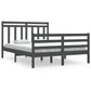 Bedframe Massief Hout Grijs 135X190 Cm 4Ft6 Double