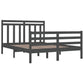 Bedframe Massief Hout Grijs 135X190 Cm 4Ft6 Double