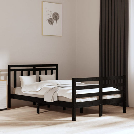 Bedframe Massief Hout Zwart 135X190 Cm 4Ft6 Double