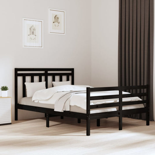 Bedframe Massief Hout Zwart 140X190 Cm