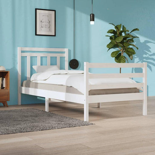 Bedframe Massief Hout Wit 90X200 Cm