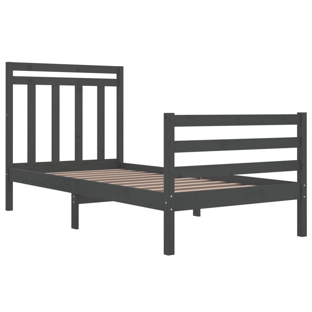 Bedframe Massief Hout Grijs 90X200 Cm