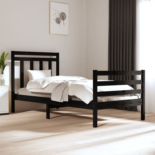 Bedframe Massief Hout Zwart 90X200 Cm