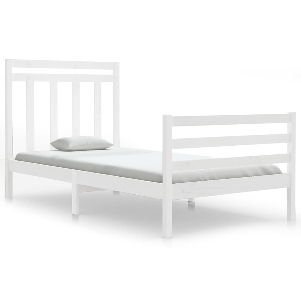 Bedframe Massief Hout Wit 100X200 Cm