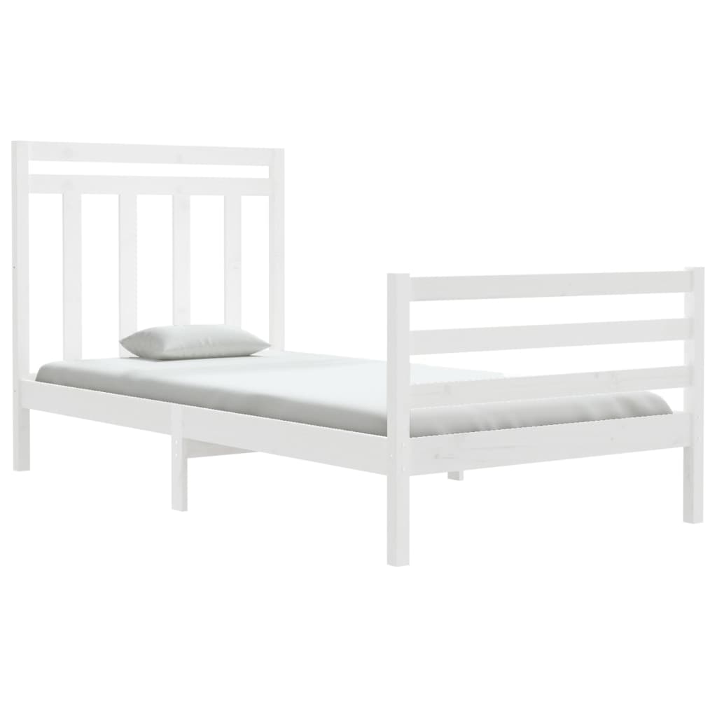 Bedframe Massief Hout Wit 100X200 Cm