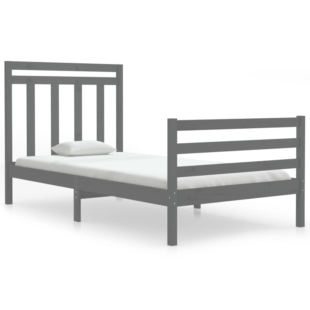 Bedframe Massief Hout Grijs 100X200 Cm