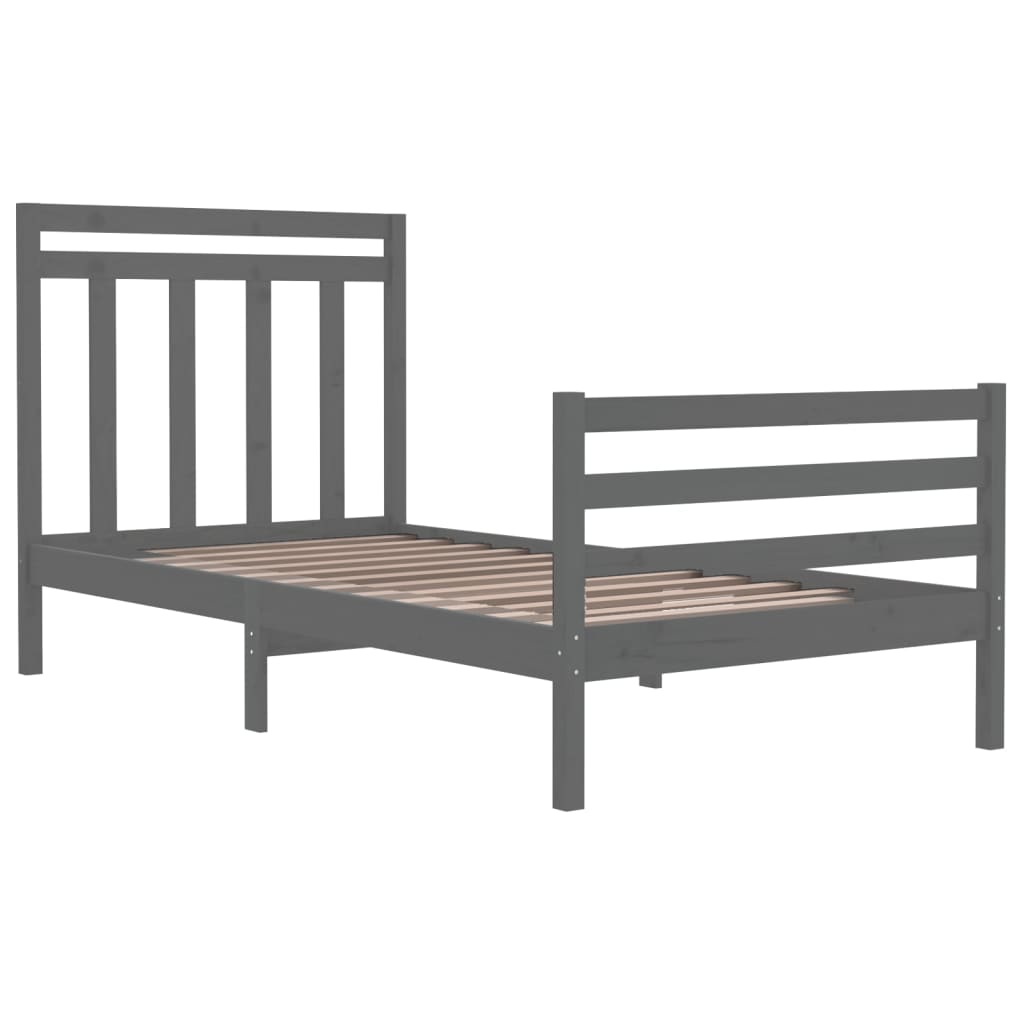 Bedframe Massief Hout Grijs 100X200 Cm