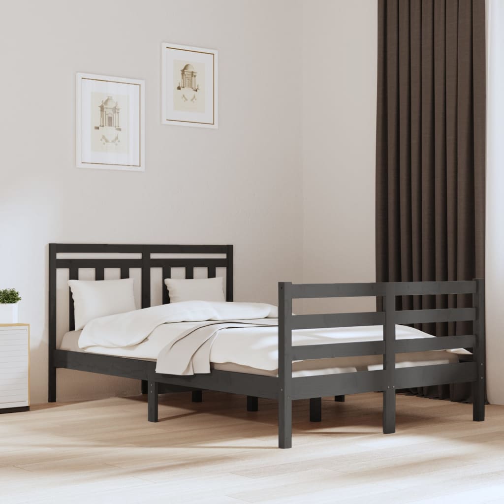 Bedframe Massief Hout Grijs 120X200 Cm