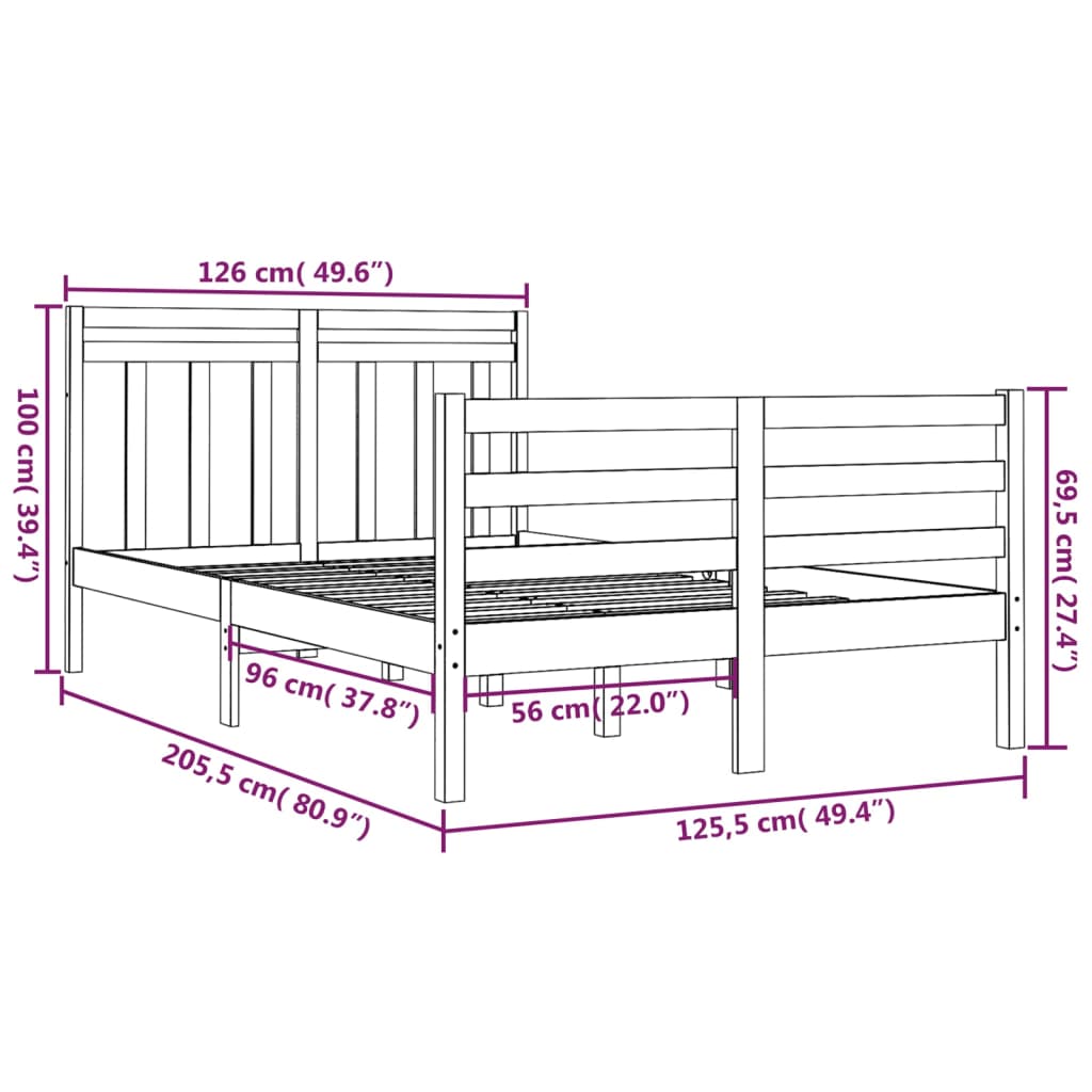 Bedframe Massief Hout Honingbruin 120X200 Cm