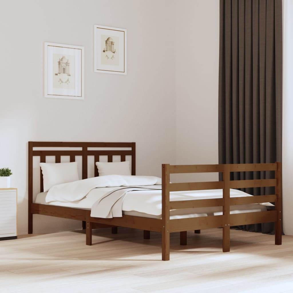Bedframe Massief Hout Honingbruin 120X200 Cm