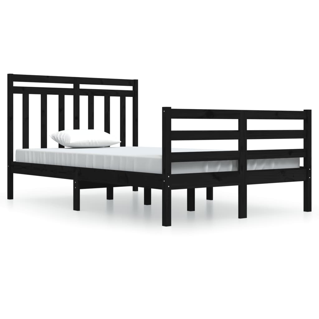 Bedframe Massief Hout Zwart 120X200 Cm