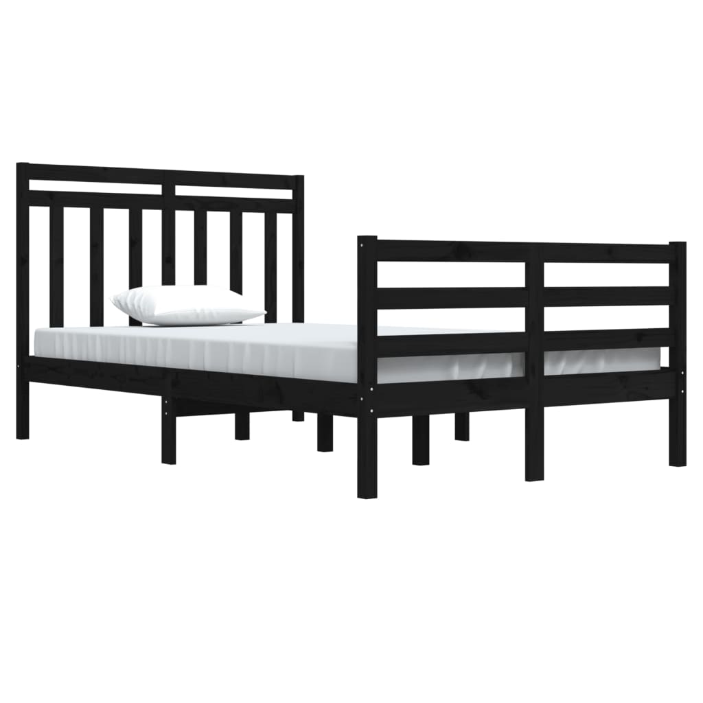 Bedframe Massief Hout Zwart 120X200 Cm