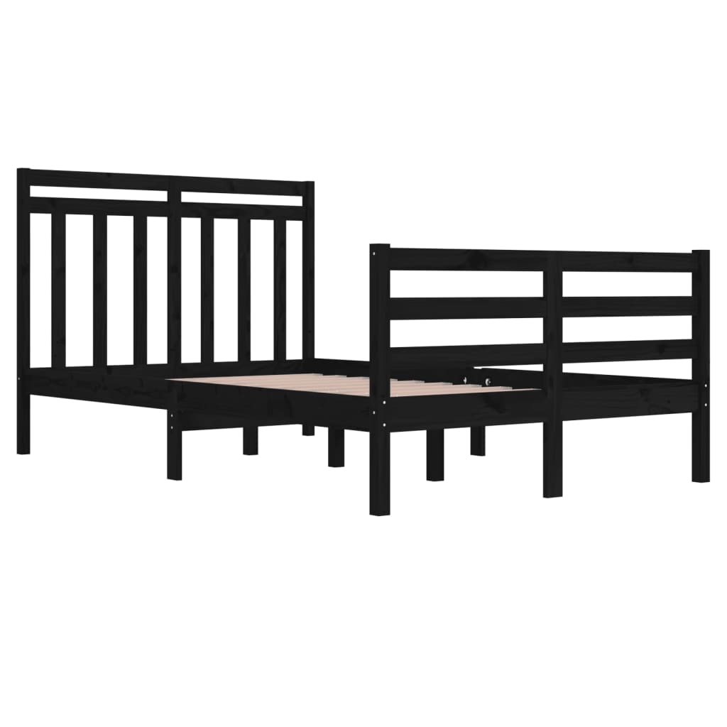 Bedframe Massief Hout Zwart 120X200 Cm