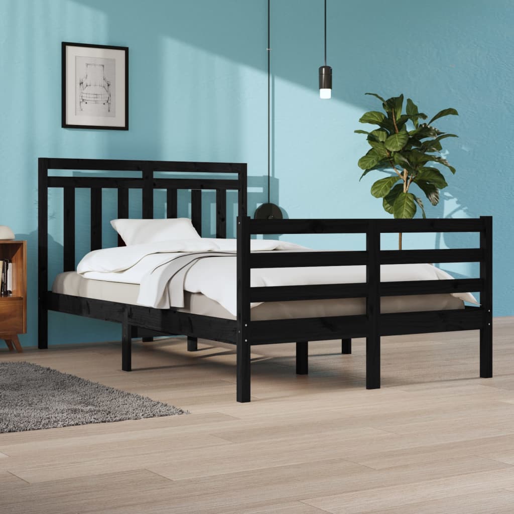 Bedframe Massief Hout Zwart 120X200 Cm