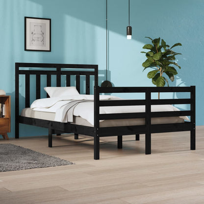 Bedframe Massief Hout Zwart 120X200 Cm
