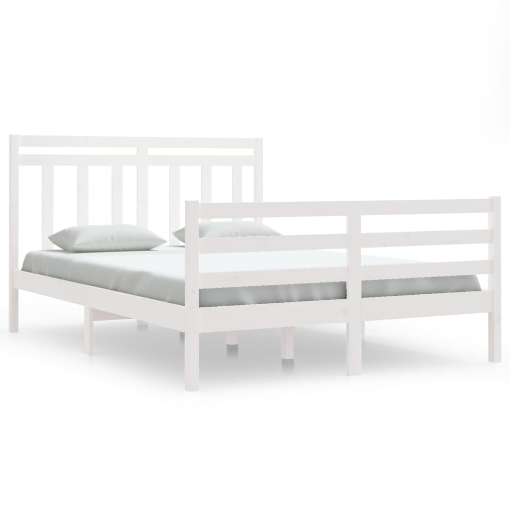 Bedframe Massief Hout Wit 140X200 Cm