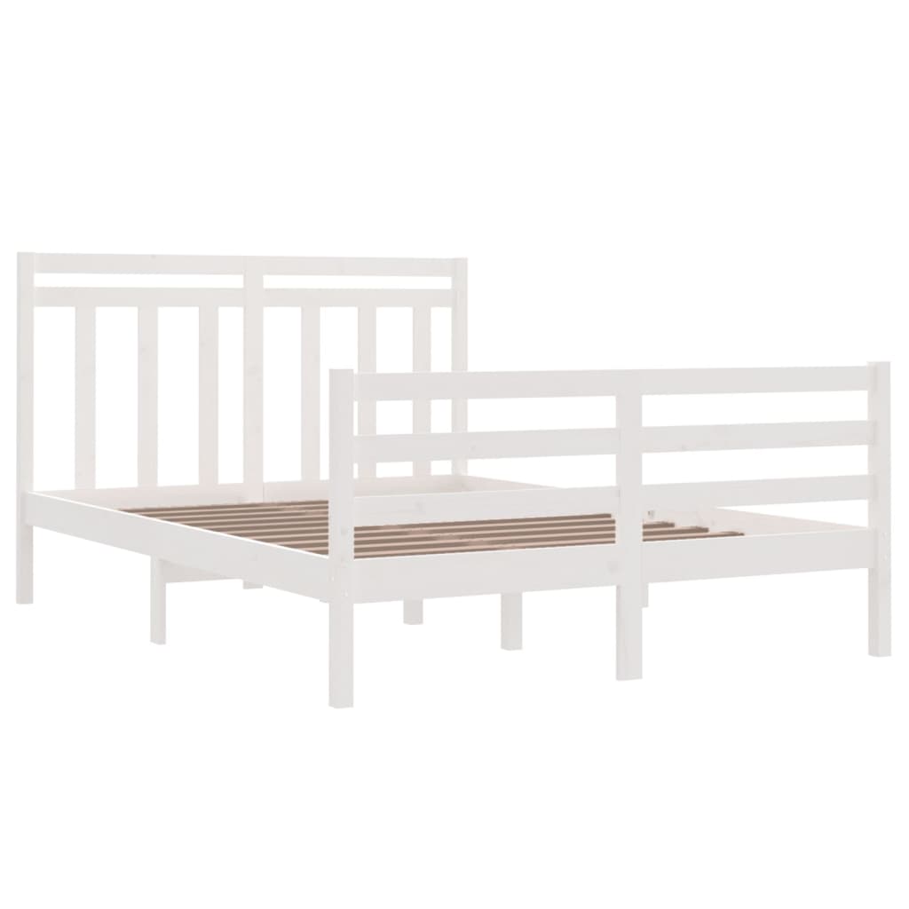 Bedframe Massief Hout Wit 140X200 Cm