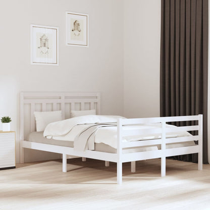 Bedframe Massief Hout Wit 140X200 Cm