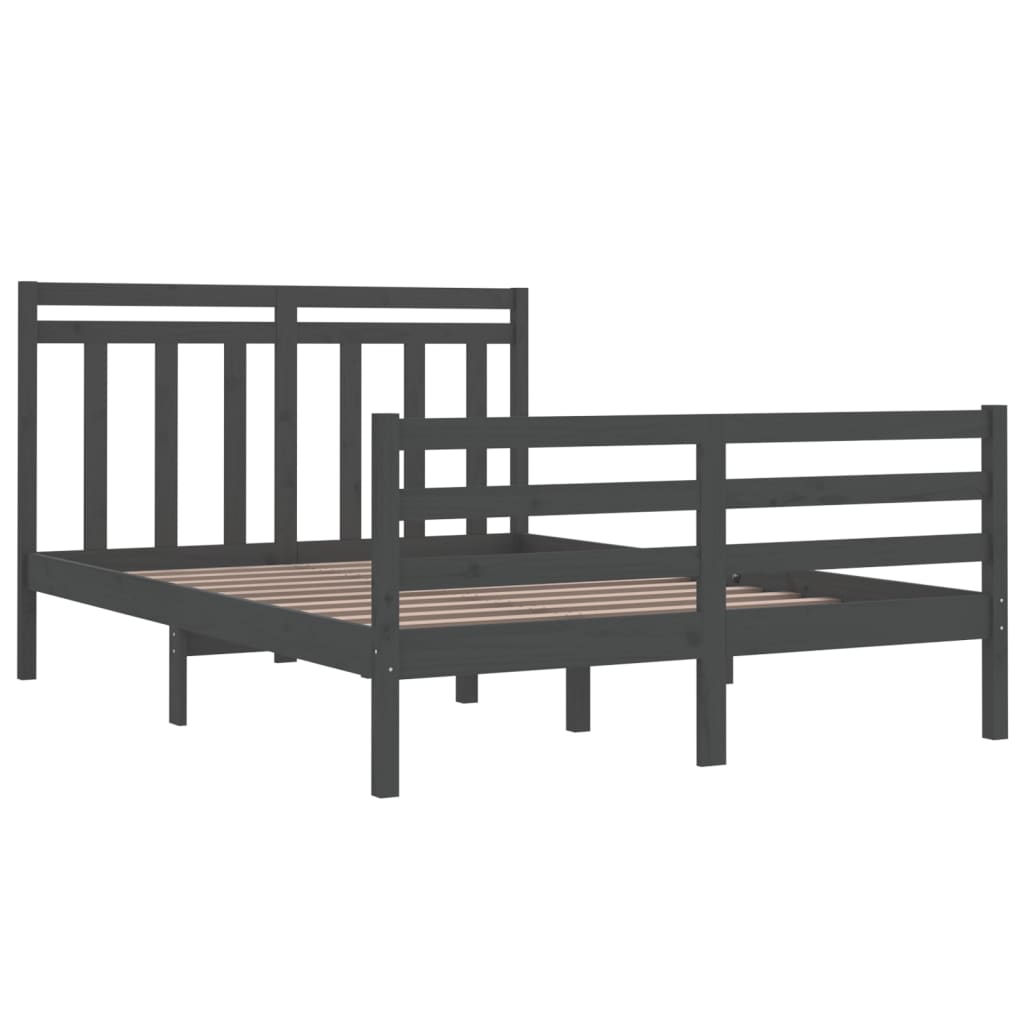 Bedframe Massief Hout Grijs 140X200 Cm