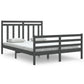 Bedframe Massief Hout Grijs 150X200 Cm 5Ft King Size