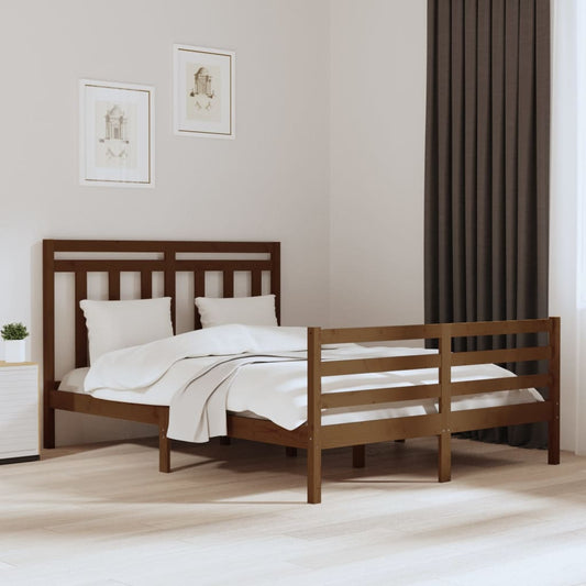 Bedframe Massief Hout Honingbruin 150X200 Cm 5Ft King Size
